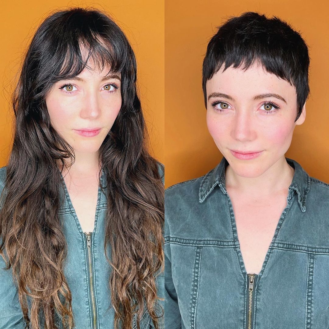 Prima e dopo, capelli lunghi a pixie cut - @classiclois_hairstylist 