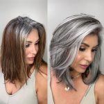 Tagli di capelli lunghezza media e colore realizzato con sfumature in argento - Instagram: @jackmartincolorist