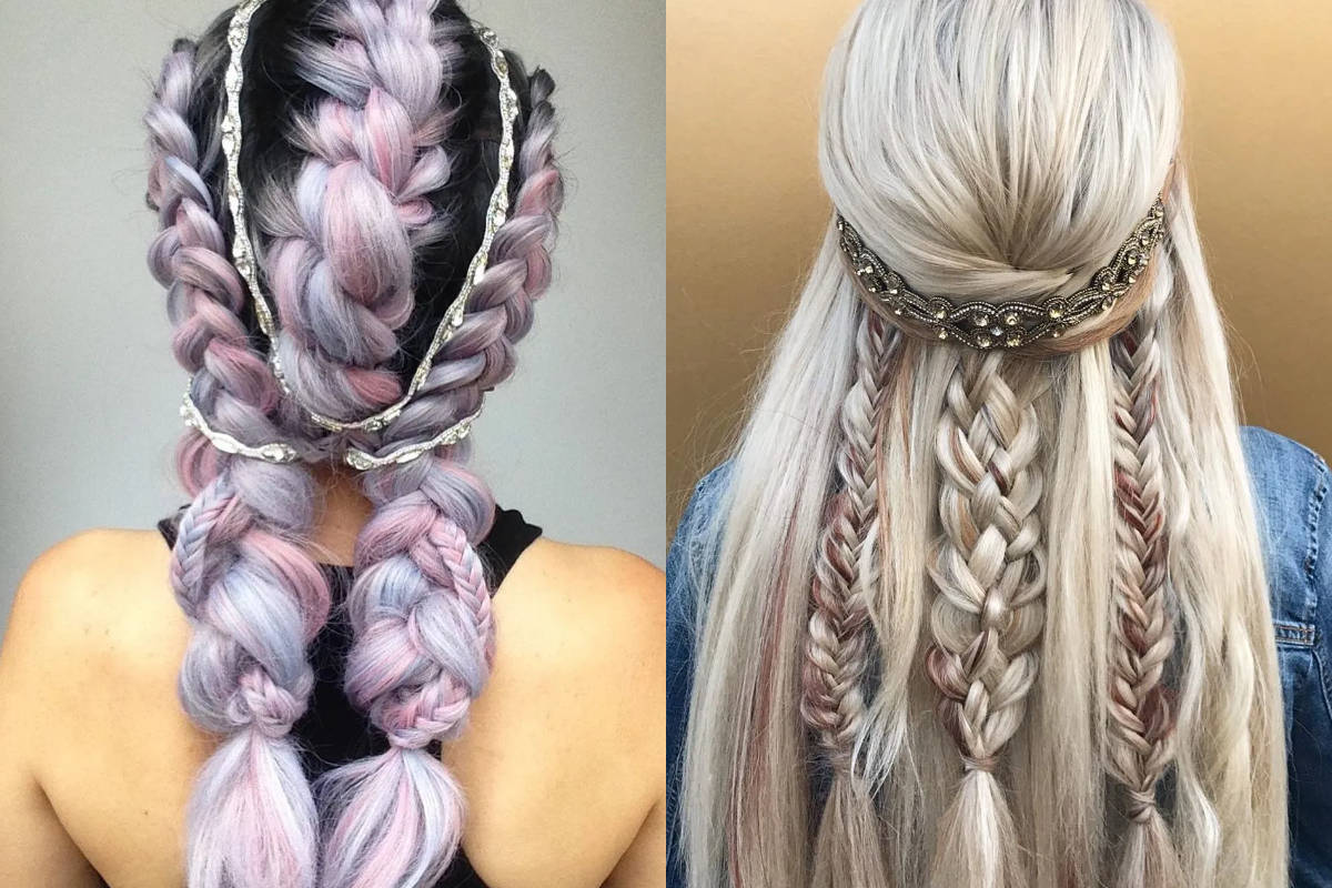 Capelli lunghi raccolti e colorati