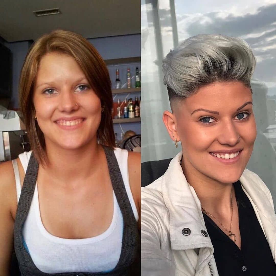 Prima e dopo cambio totale del look - @short_hair_ideas