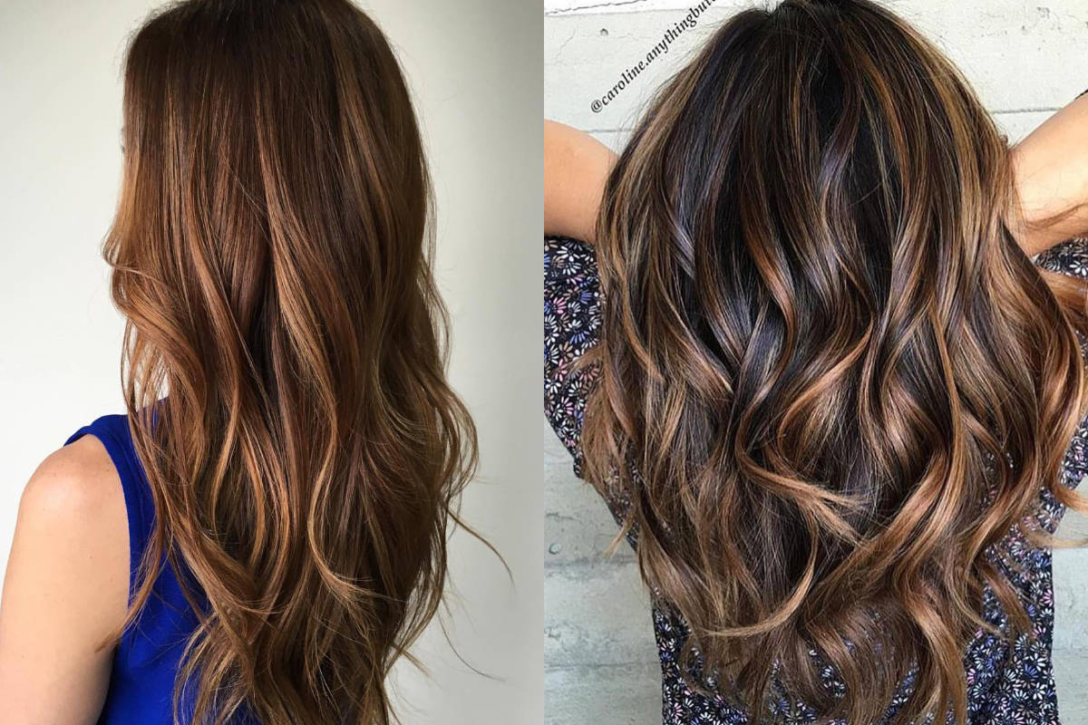 Tagli di capelli lunghi con balayage castano