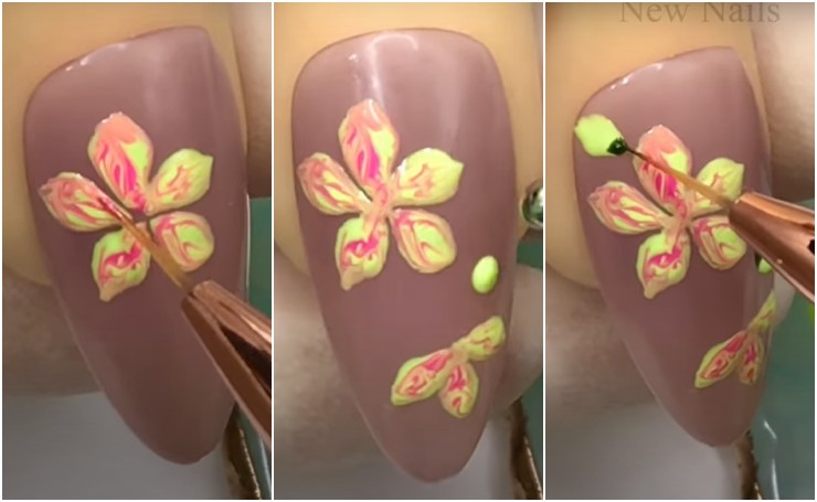 nail art fiore marble unghie estate tutorial