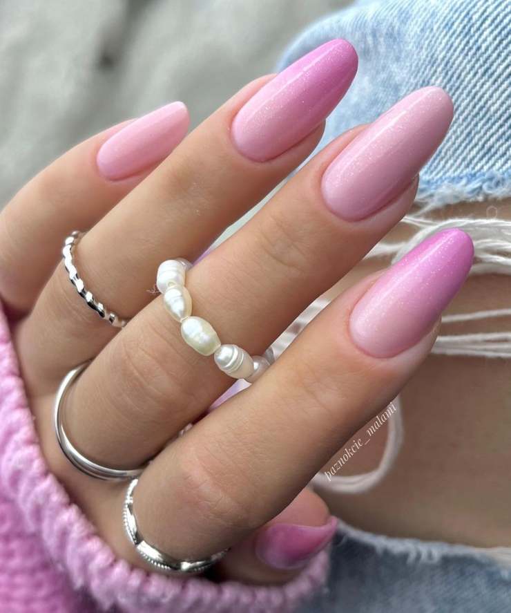 unghie nail art cerimonie rosa sfumate eleganti